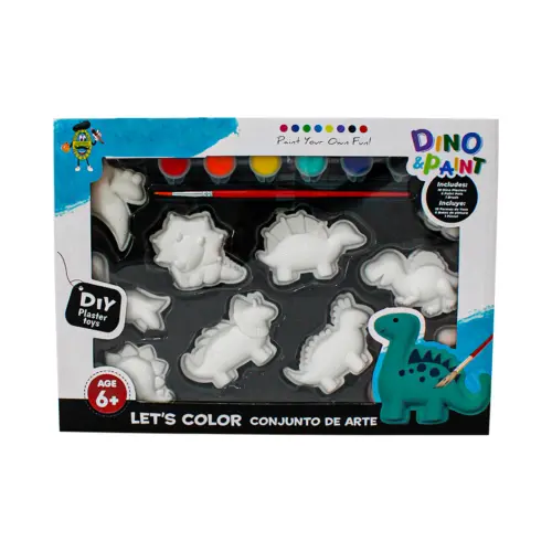 Kit de figuras de yeso con pintura acrílica y pincel de 17 piezas