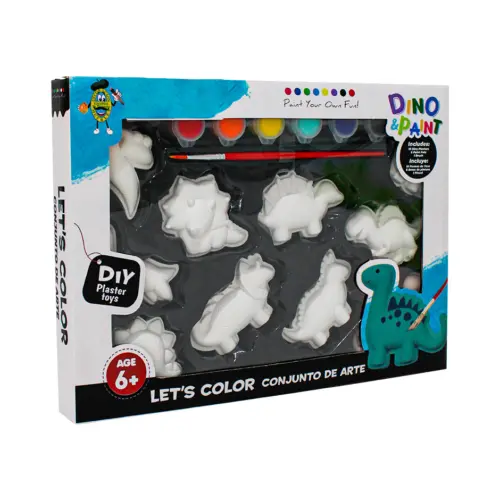 Kit de figuras de yeso con pintura acrílica y pincel de 17 piezas
