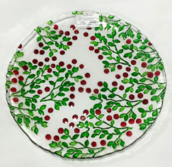 Plato de presentación de de vidrio diseño cerezas de 32cm