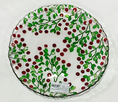 Plato de vidrio diseño cerezas de 28cm