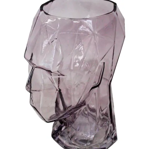Florero de vidrio diseño cabezas transparentes de 19×13.6x24cm