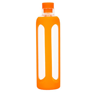 Botella de vidrio hermética con silicón naranja de 550ml