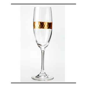 Juego de 6 copas para champagne de cristal con línea dorada