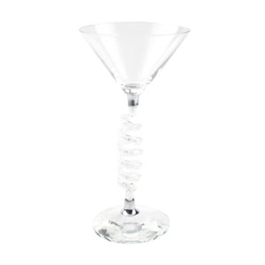 Juego de 4 copas para Martini de cristal con mango en espiral