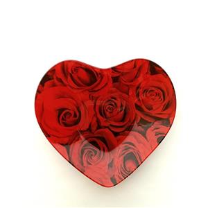 Plato de cristal diseño corazón rojo de 23×24.5×2.4cm
