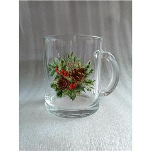 Taza de vidrio transparente con pick navideño de 300 ML