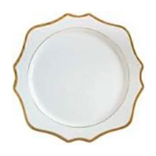 Plato de porcelana blanco diseño estrella con filo dorado de 27cm