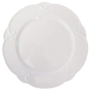 Plato de porcelana blanco con orilla ondulada y puntos de 27cm