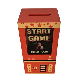 Alcancia de madera naranja diseño máquina de video juego de 10x8x19.8cm
