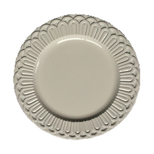 Plato de presentación de plástico blanco con arcos en la orilla de 36x36x2cm