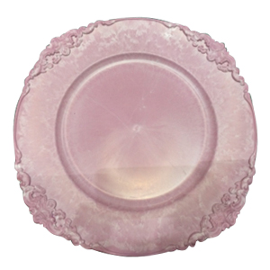 Plato de presentación de plástico morado con diseño en la orilla de 33x33x2cm