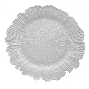 Plato de presentación de plástico diseño hoja blanco de 33x33x12cm