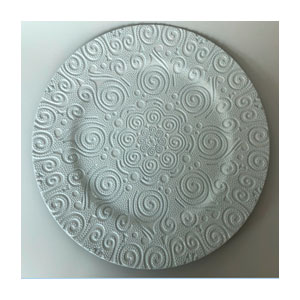 Plato de presentación de plástico blanco diseño círculos de 33 x33 x2cm