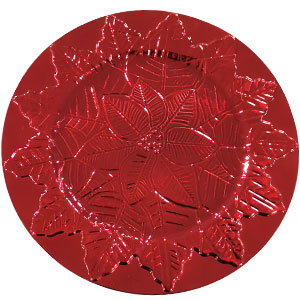 Plato de presentaciòn rojo con hoja de noche buena de 33 x33 x2cm