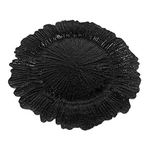 Plato de presentación de plástico diseño hoja negro de 33x33x12cm
