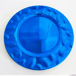 Plato de presentación diseño ovalos en la orillas azul de 33x33x2cm