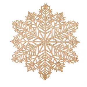 Mantel individual diseño copo de nieve dorado de 38x38x0.1cm