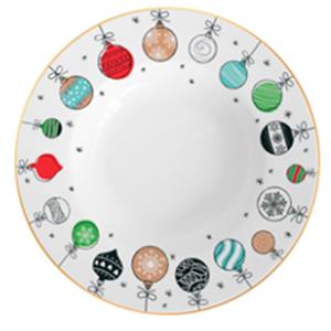 Plato de cerámica hondo estampado esferas navideñas de 22cm