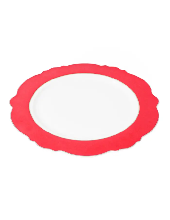 Plato de cerámica con orilla roja y filo dorado de 26.5cm - Image 2