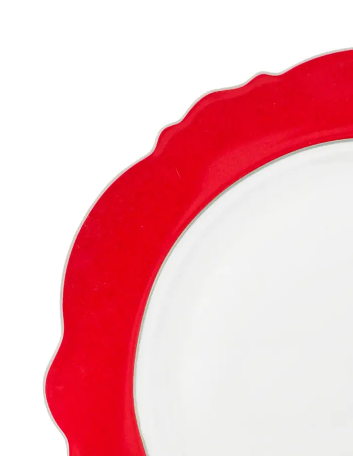 Plato de cerámica con orilla roja y filo dorado de 26.5cm - Image 3
