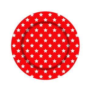Plato de presentación rojo con estrellas blancas de 33cm