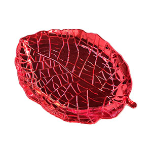 Plato rojo diseño hoja de 39.5x27x5cm
