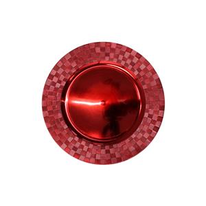 Plato de presentación rojo diseño cuadros en la orilla de 33cm