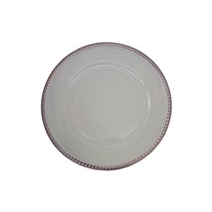 Plato de presentación de acrilico transparente con orilla rosa de 33cm