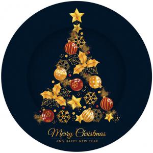 Plato de presentación negro diseño árbol de navidad de 33cm
