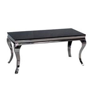 Mesa de acero inoxidable con cubierta de cristal templado negro de 210x110x76cm