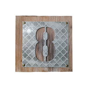 Caja mosaico de colores con número 8 de 25×4,2x25cm