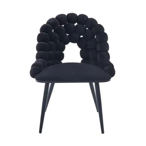 Silla de terciopelo diseño bolas con respaldo negro de 54×58.5x86cm
