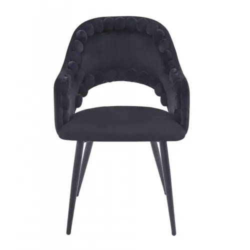 Silla de terciopelo con descansabrazos diseño bolas en la orilla negro de 53x61x82.5cm
