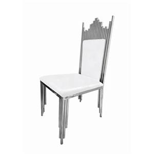 Silla de metal con asiento y respaldo de terciopelo de color blanco de 46x45x110cm