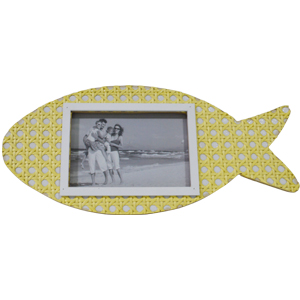 Portarretrato diseño pescado con tejido de 30x14x2cm