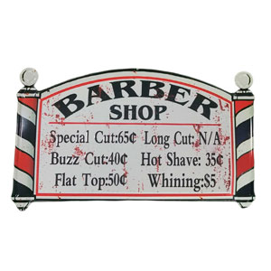 Decoracion de pared diseño barberia con textos de 37x60x1cm