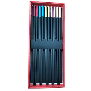 Juego de 5 pares de palillos para comida china con orilla de colores
