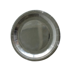 Paquete con 10 platos desechables plateados de 18cm