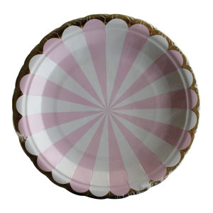 Paquete con 10 platos desechables blancos con rosa de 23cm