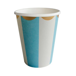 Paquete de 10 vasos desechables blancos con azul