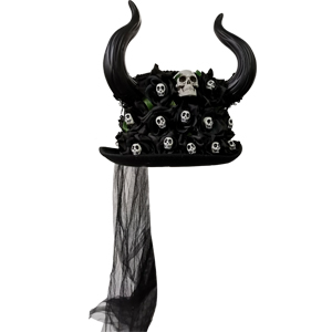 Sombrero con cuernos y calaveras