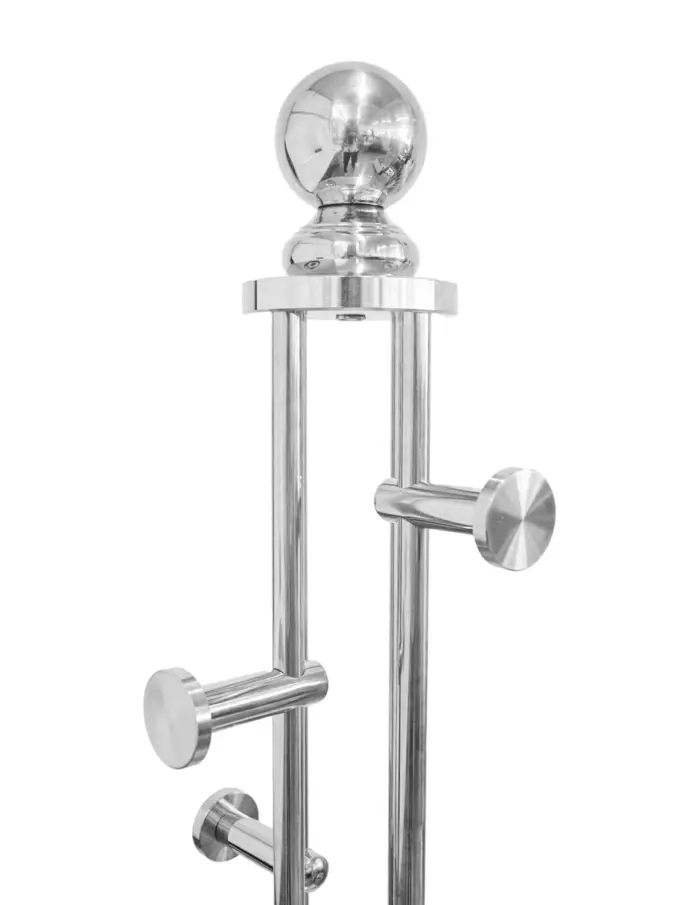 Perchero de metal plateado con 4 ganchos reforzados y base marmol gris de 120cm - Image 2