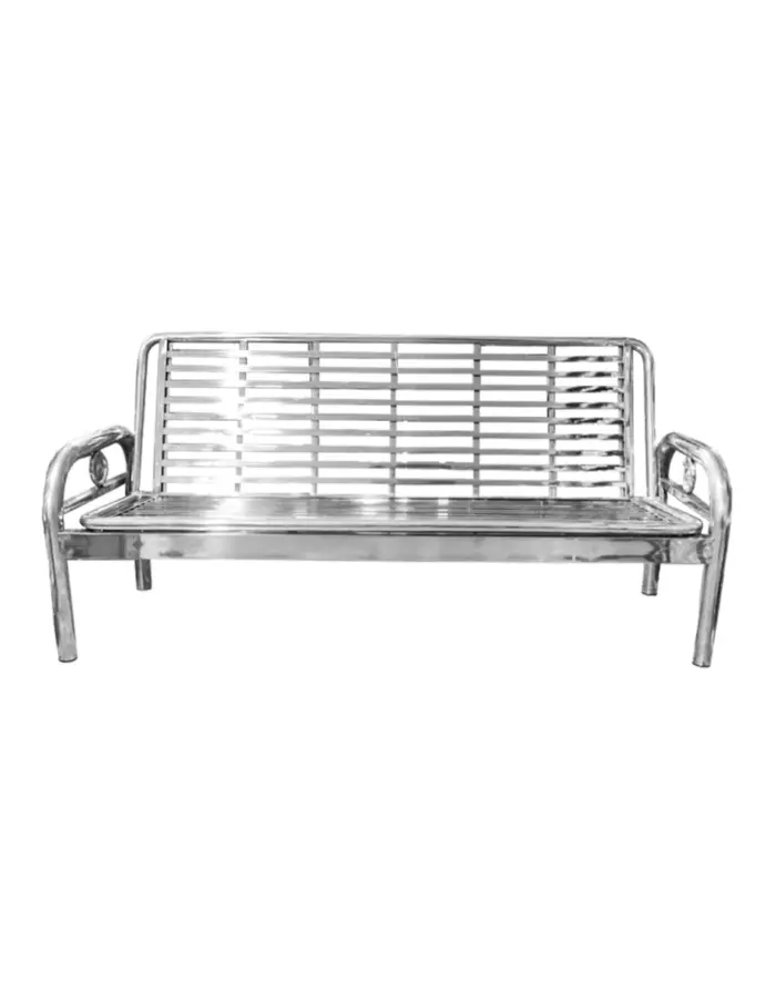 Banca de metal plateado de 190x70x95cm - Image 2