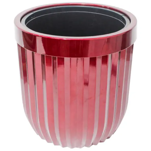 Maceta de plástico roja con rueditas de 35x35x36.8cm