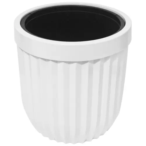 Maceta de plástico blanca con rueditas de 35x35x36.8cm
