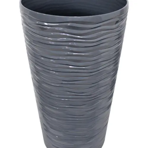 Maceta de plástico cilindrica gris de 30.5×30.5x55cm
