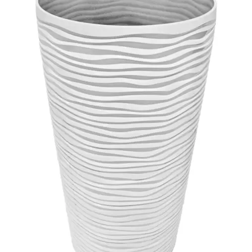 Maceta de plástico cilindrica blanca de 30.5×30.5x55cm