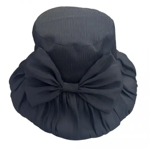 Sombrero de tela negro con moño de 33x33x17cm