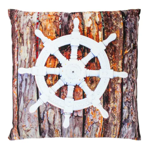 Cojín estampado timón marino de 45X45cm 100% Polyester