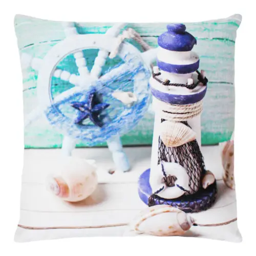 Cojín estampado marino de color azul de 45X45cm 100% Polyester